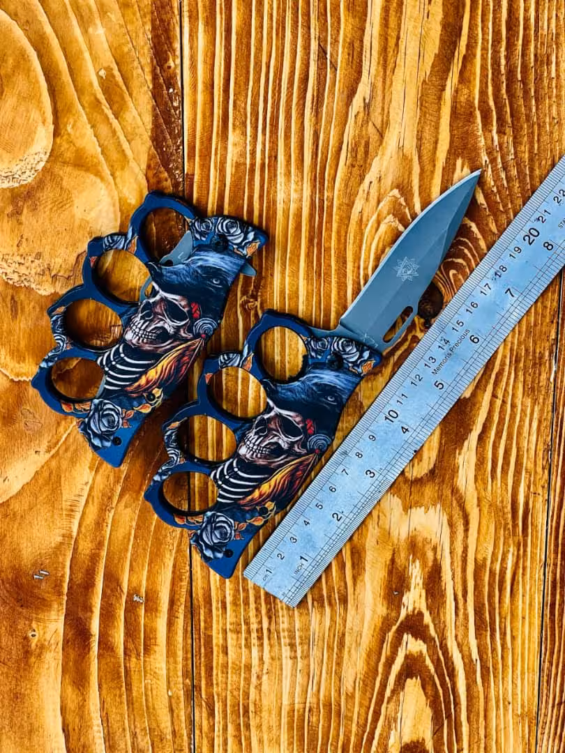 چاقو جیبی تاشو پنجه دار طرح اسکلت