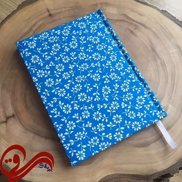 دفتر پارچه ای طرح جیبی ساده گلدار آبی Fabric Handmade Notebook