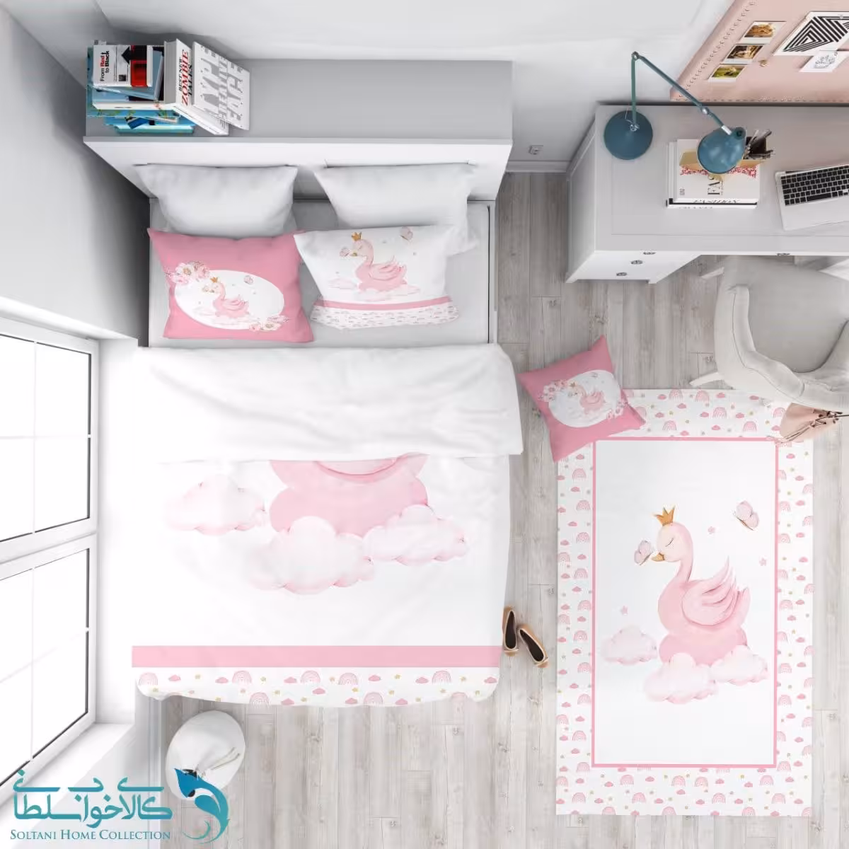 روتختی طرح قو سایز یکنفره کد A2795