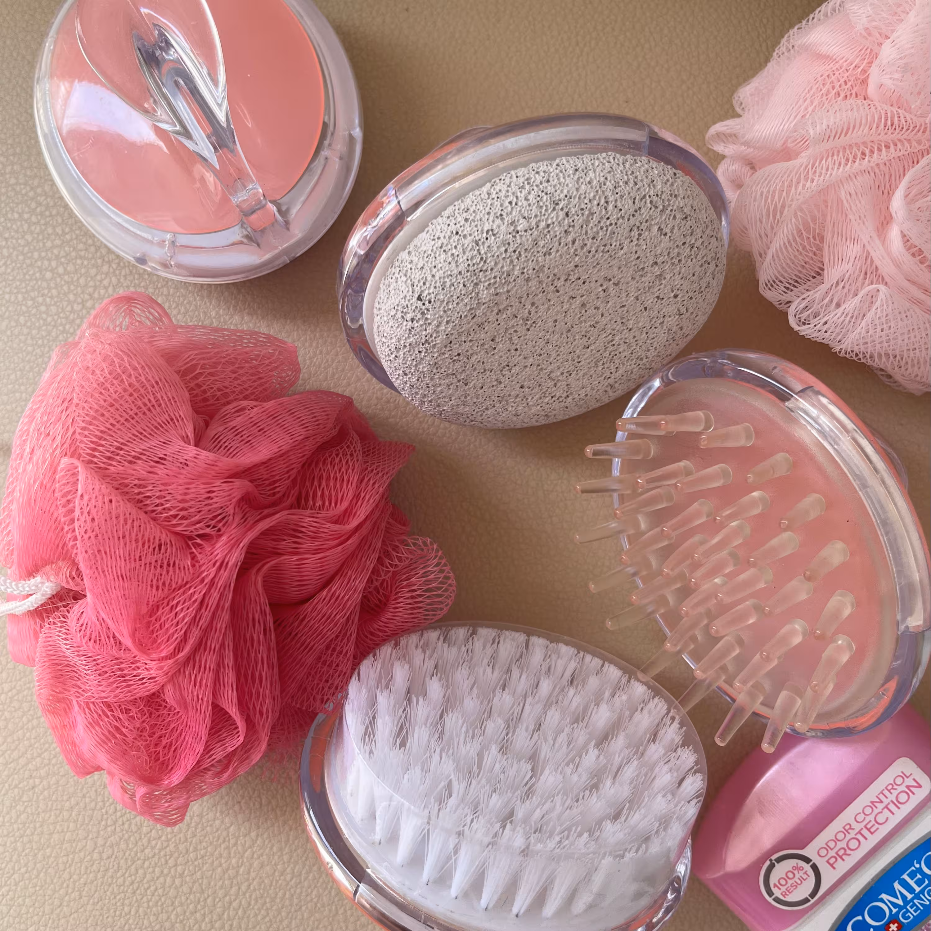 ست مراقبتی ماساژور سر براش بدن سنگ پا وارداتی صورتی