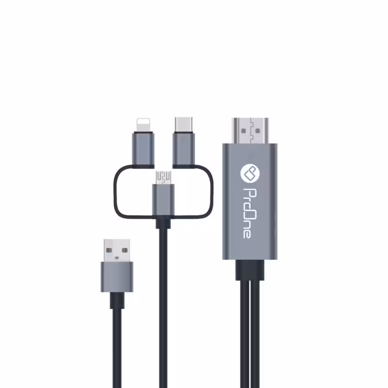 کابل تبدیل HDMI به تایپ سی – میکرو USB – لایتنینگ پرووان مدل PCH70 طول 18متر