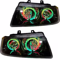 خرید چراغ جلو اسپرت سمند LX مدرن مدل حلقه 3D فول کالر (بلوتوثی) داخل مشکی بدون موتور دو عددی | اتوموبی
