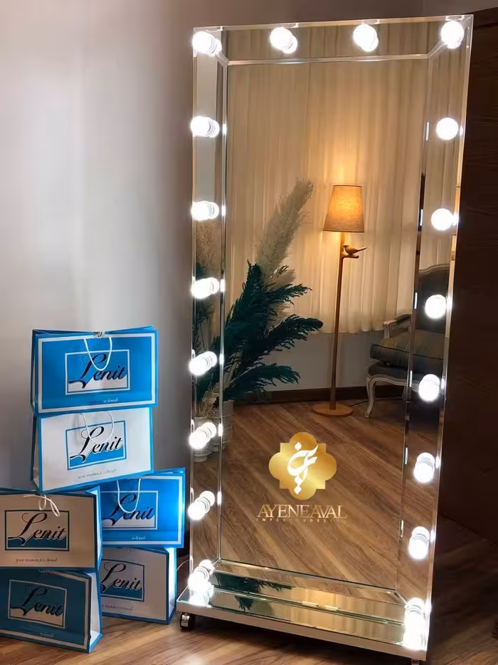 آینه قدی مدل آناستازيا با قاب تراش دار آينه ای 180 در 80 سانتیمتر پایه دار و 4 چرخ متحرک - آینه اول