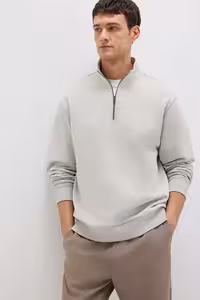 سویشرت مردانه پیراهن اصلی خاکستری با نیمه ZIPPER Mavi