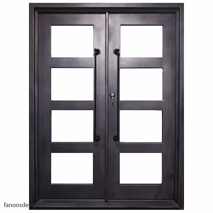 در ورودی ساختمان فلزی دو لنگه مدرن کد 1128