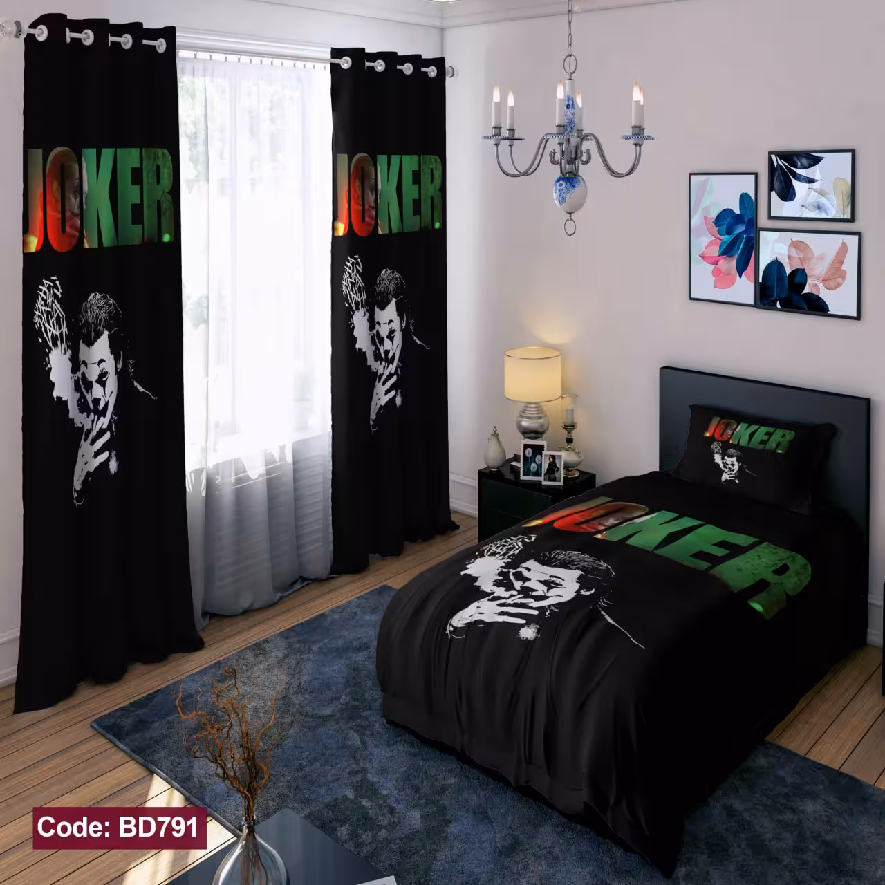 پرده پانچی مخمل چاپی پسرانه کد 791