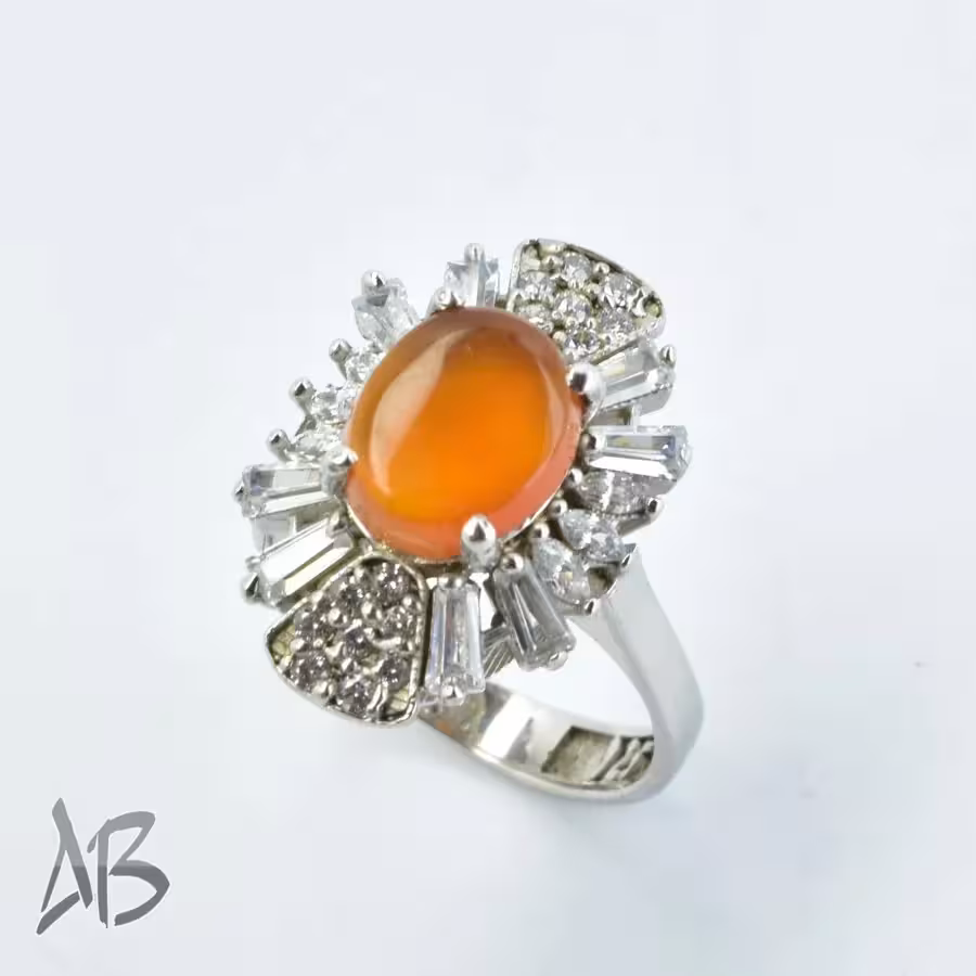 انگشتر نقره زنانه نگین عقیق یمنی اصل کد 300 آقابزرگ