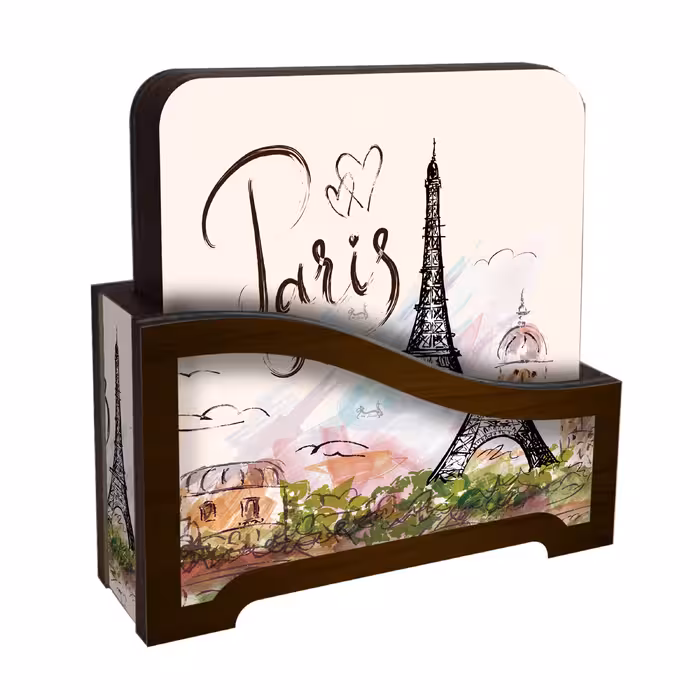 زیر لیوانی لوکسینو مدل پاریس طرح برج ایفل مجموعه 6 عددی