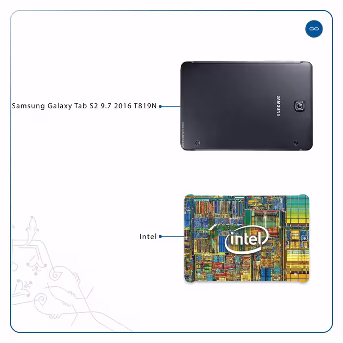 برچسب پوششی ماهوت مدل Intel Brand مناسب برای تبلت سامسونگ Galaxy Tab S2 9.7 2016 T819N