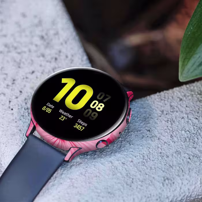 برچسب ماهوت طرح Pink-Flower مناسب برای ساعت هوشمند سامسونگ Galaxy Watch Active 2 44mm