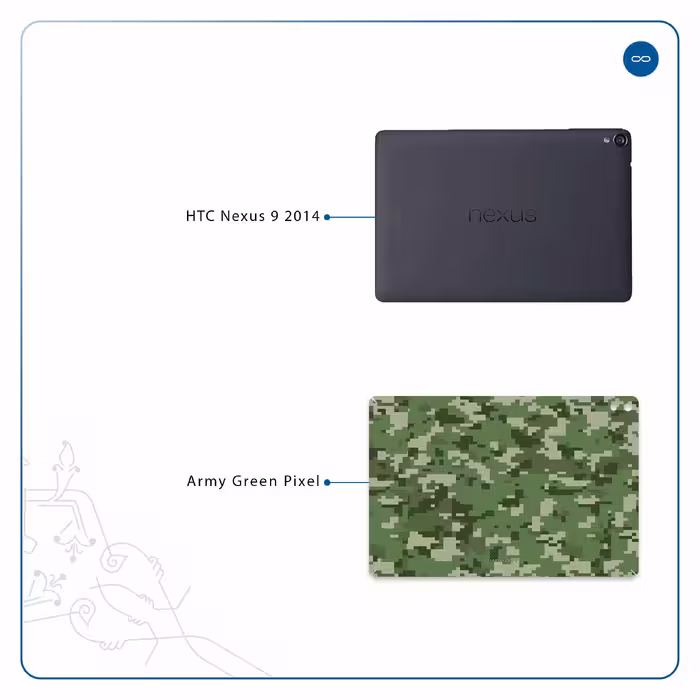 برچسب پوششی ماهوت مدل Army-Green-Pixel مناسب برای تبلت اچ تی سی Nexus 9 2014