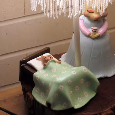 آباژور رومیزی مدل دستساز طرح خرگوش و مادر