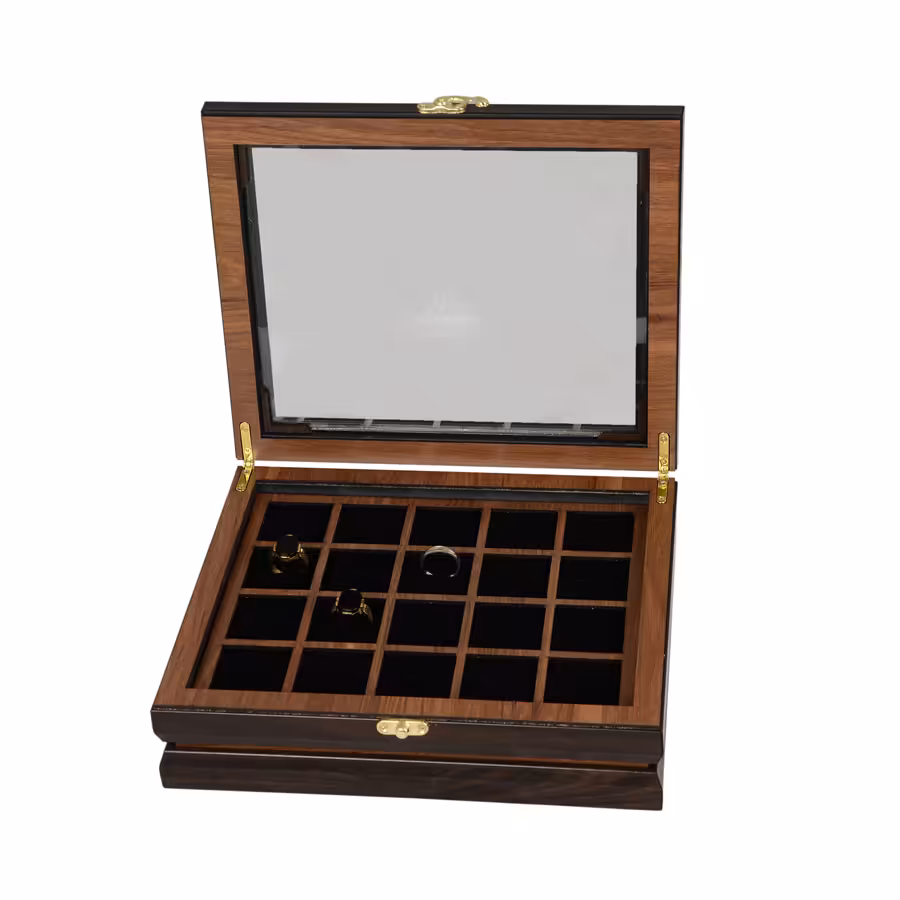 جعبه انگشتر مدل چوبی قفل دار کد 20