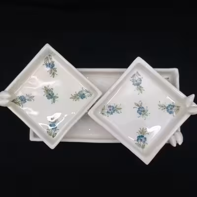 شیرینی خوری سرامیکی هیوا طرح میخک کد 10919032 مجموعه 3عددی