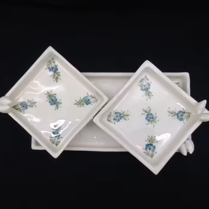 شیرینی خوری سرامیکی هیوا طرح میخک کد 10919032 مجموعه 3عددی