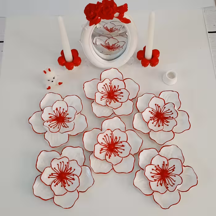 ظرف دکوری مدل گل نیلوفر مجموعه 3 عددی