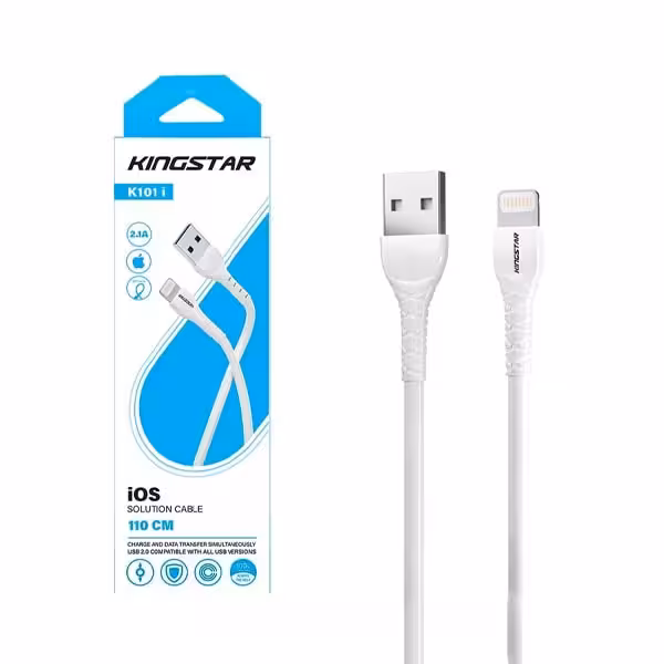 کابل شارژ تبدیل USB به لایتنینگ کینگ استار مدل K101i طول 1.1متر