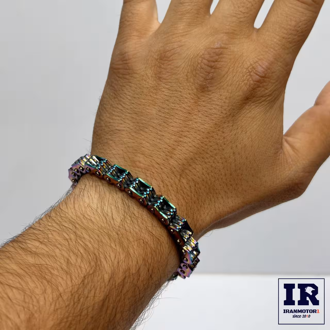 دستبند طرح زنجیر موتورسیکلت هفت رنگ درشت