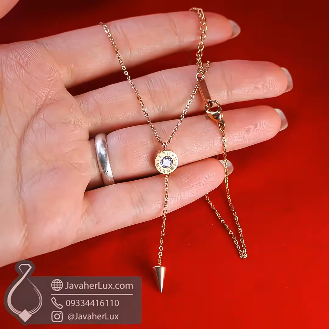 گردنبند استیل زنانه بولگاری رنگ رز گلد جواهرلوکس _ کد : 200289