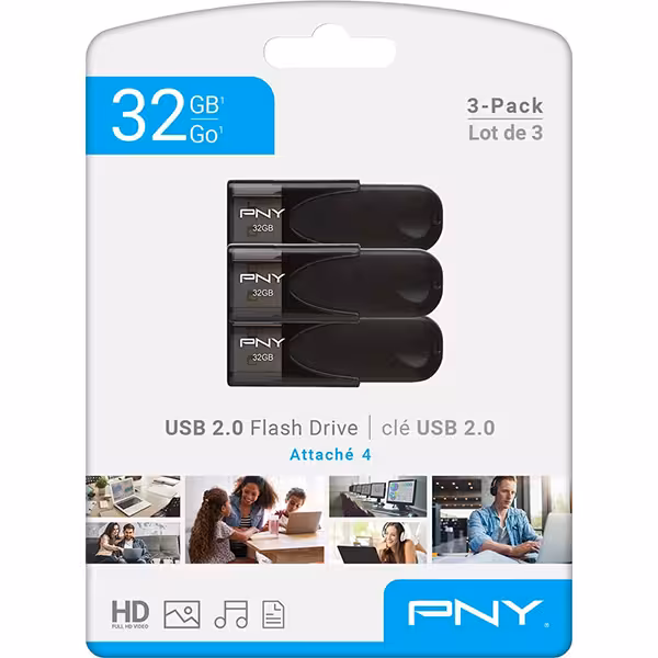 فلش مموری پی ان وای مدل Attach 4 ظرفیت 32 گیگابایت 3in1pack Black