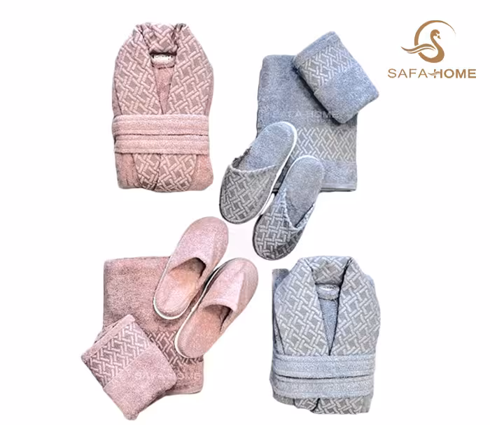 ست حوله عروس و داماد مدل جواهیر طوسی کالباسی