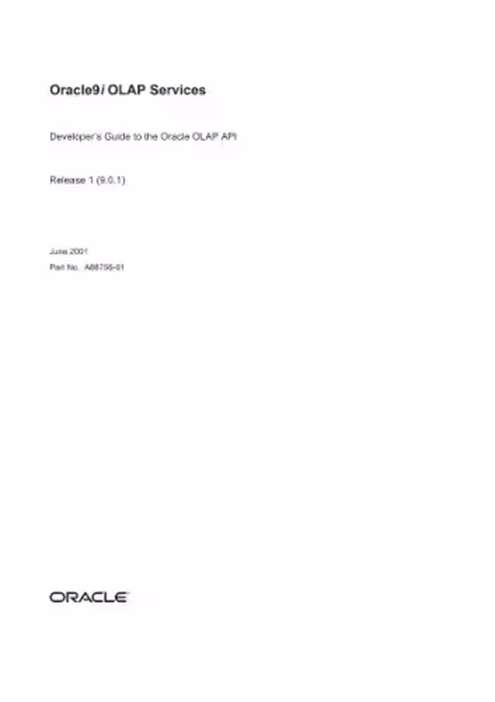 خرید و دانلود نسخه کامل کتاب Oracle 9i OLAP Services. Developer's Guide to the Oracle OLAP AP (Release 9.0.1)