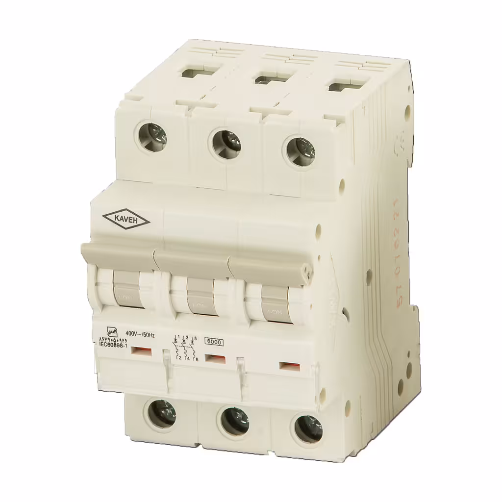 کلید مینیاتوری 16 آمپر سه فاز AC الکترو کاوه کد 16A-6KA-3P