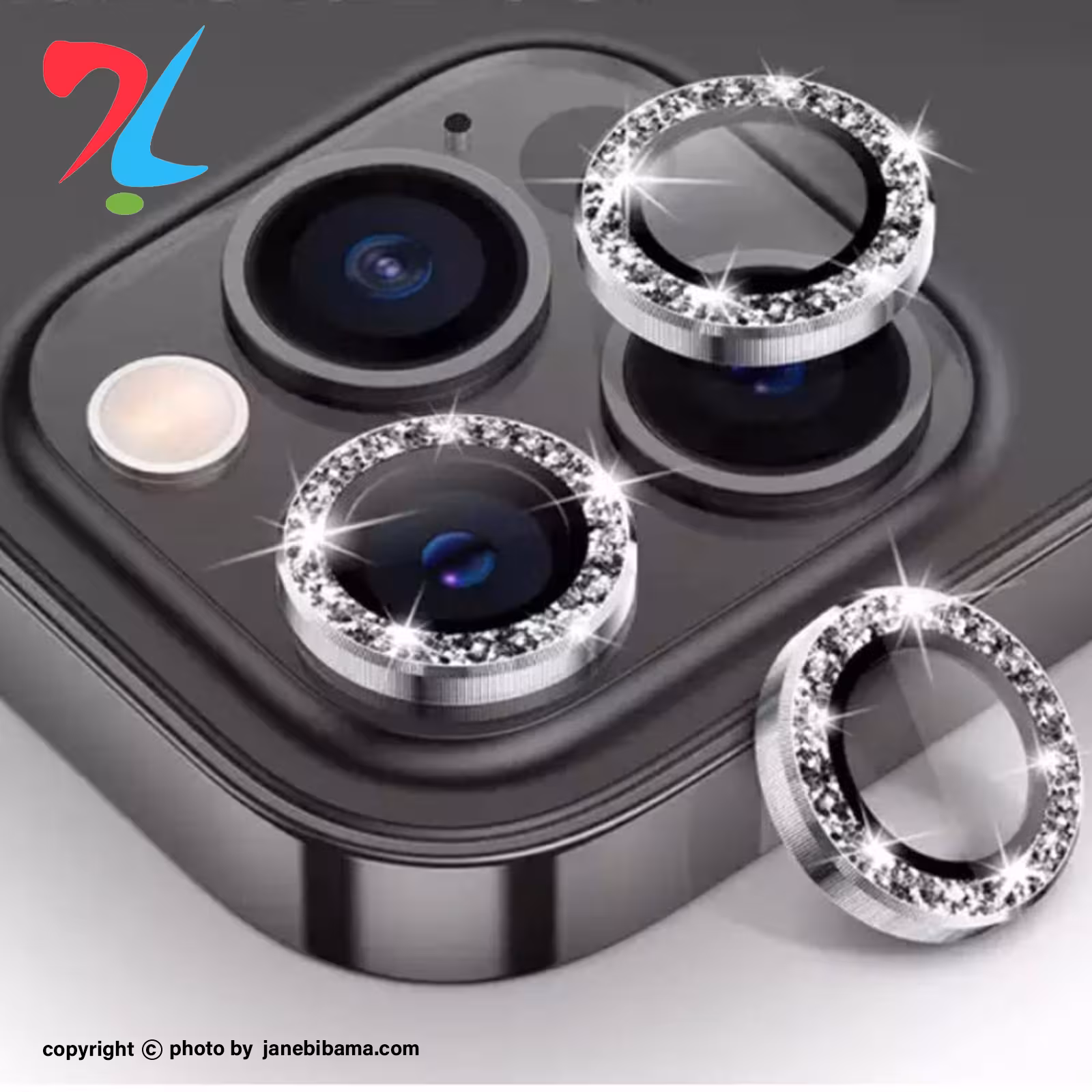 محافظ لنز دوربین مدل رینگی شاین دار مناسب برای گوشی موبایل اپل Iphone 14 pro / 14 pro max - سیلور