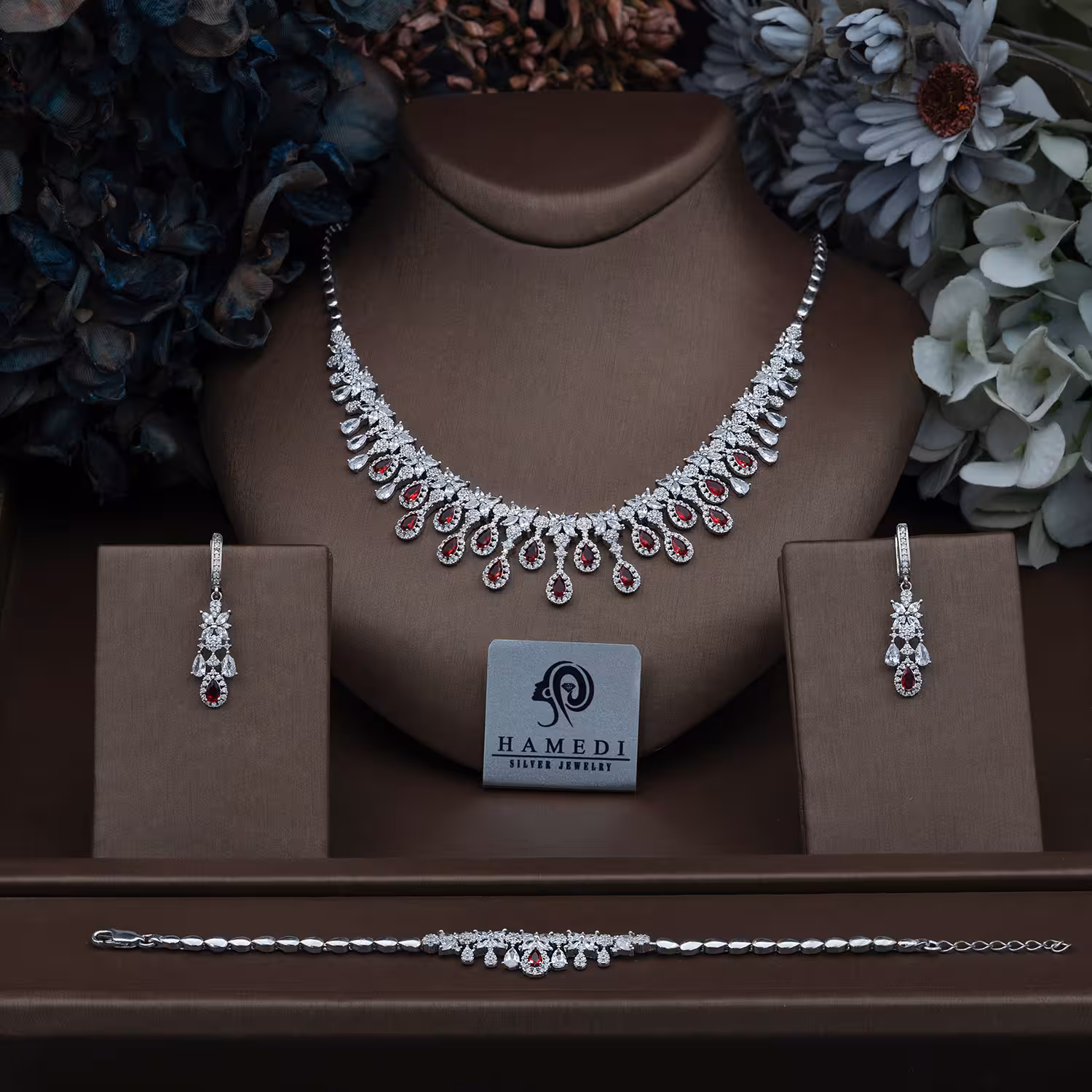 سرویس نقره زنانه جواهری فلاور مدل SI F55