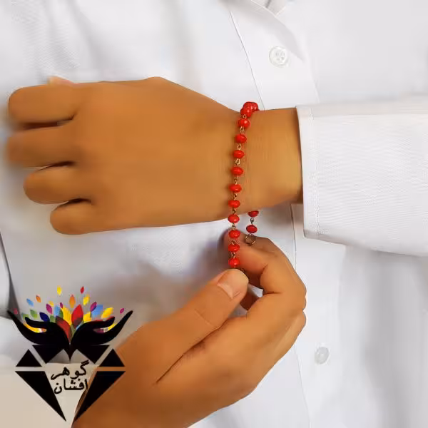دستبند مرجان قرمز اصل زنانه کد D_1311
