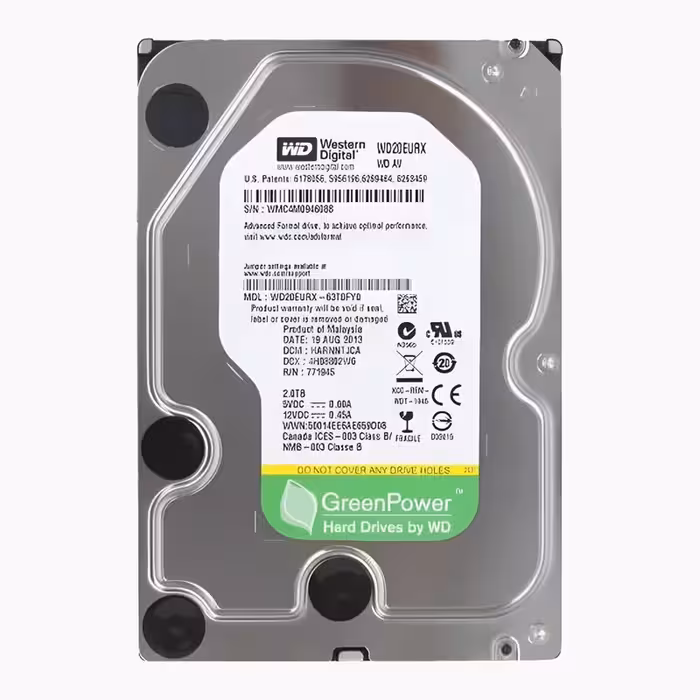 هارد دیسک اینترنال وسترن دیجیتال مدل GREEN WD20EURX ظرفیت 2 ترابایت
