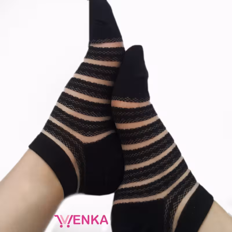 جوراب مچی شیشه ای راه راه کد 0273