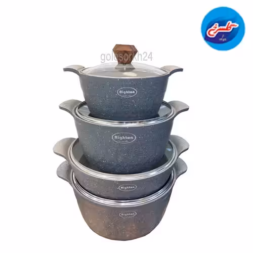 سرویس قابلمه چدن رایتون 8 پارچه طوسی
