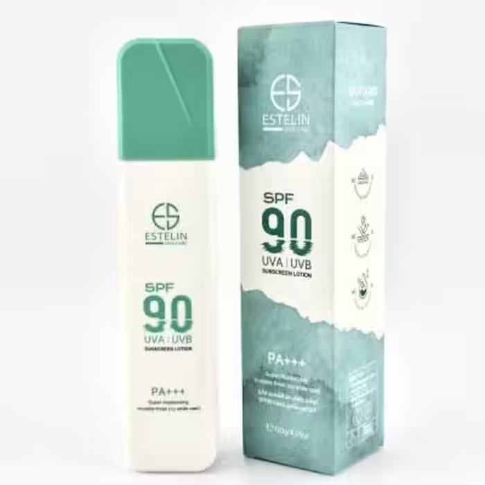 لوسیون ضد آفتاب پمپی بی رنگ استلین spf90 وزن 120 گرم کد ES0174