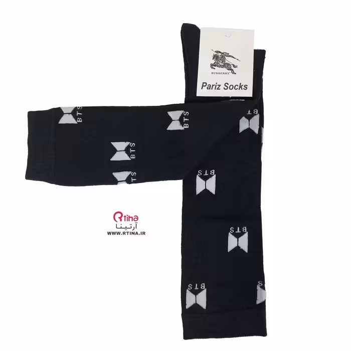 جوراب ساقدار مشکی بلند طرح بی تی اس