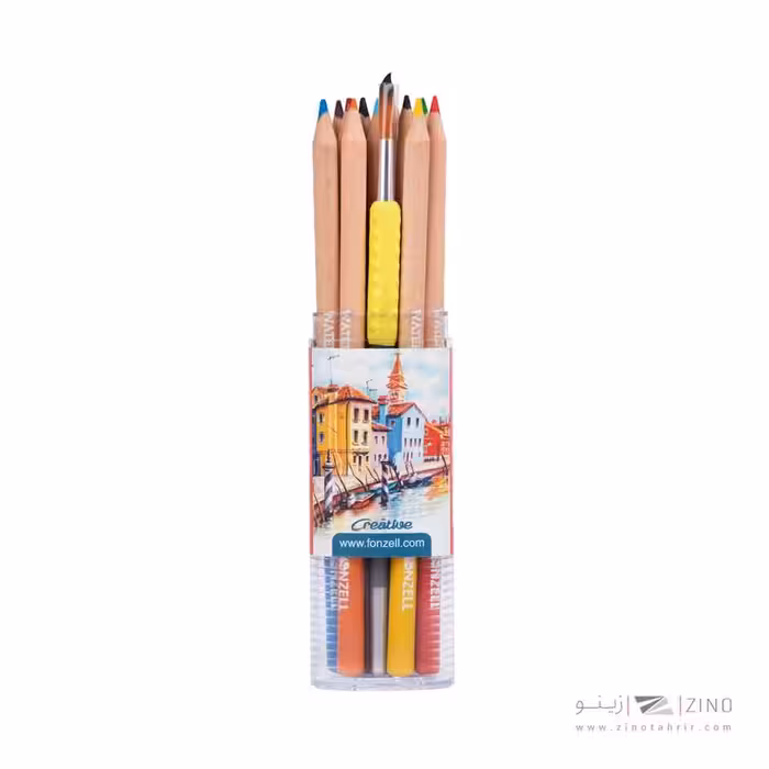 مدادرنگی12رنگ آبرنگی همراه با قلمو قوطی سه گوش طلقی فونزل کد463042/685042