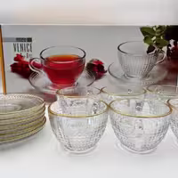 سرویس چایخوری ونیز لب طلا 12 پارچه