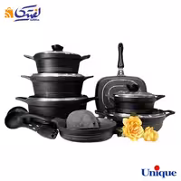 سرویس قابلمه یونیک UN-7995 گرانیتی کلاسیک مشکی 16 پارچه