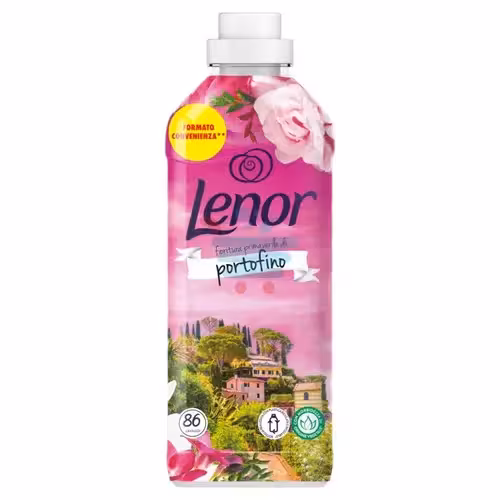 نرم کننده فابریک ایتالیایی لنور Lenor Fabric Portofino با رایحه گل صورتی 86 بار شستشو 1806 میل