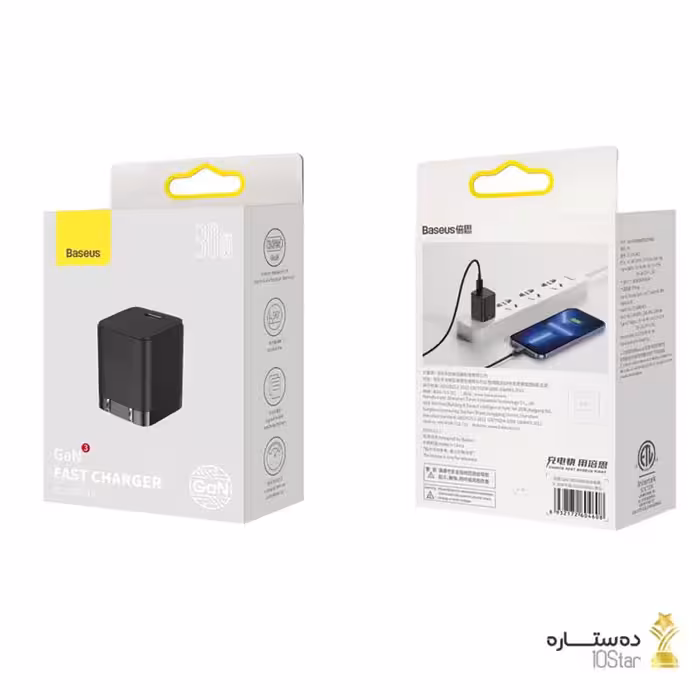 آداپتور 30 وات فست‌شارژ باسئوس مدل CCGN010001 GaN3