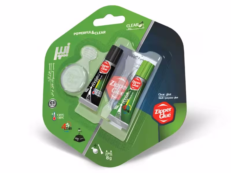 چسب دو قلو هزار کاره شفاف زیپر (8گرم)