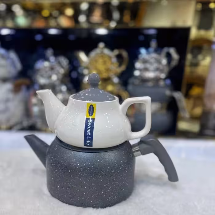 کتری و قوری گرانیتی سوییت لایف اصلی Leimano & Sweet Life مدل SL_6560 طوسی