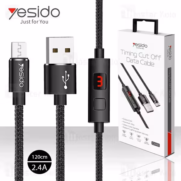 کابل USB به micro-usb یسیدو YESIDO CA46 طول 1.2متر 2.4 آمپر