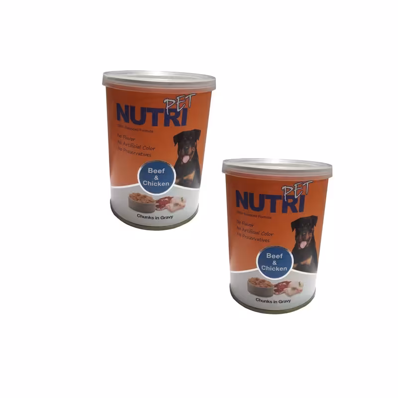 کنسرو غذای سگ نوتری پت مدل چانک گوشت و مرغ وزن 425 گرم مجموعه 2 عددی تاریخ دار