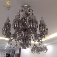 لوستر  زنیت نقره ای لوکس و آویز های کریستالی بلند