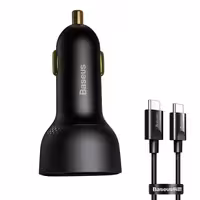 شارژر فندکی باسئوس مدل Superme Digital Display 100w به همراه کابل تبدیل USB-C | کالا مکس