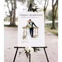 تابلوی نقاشی عروس و داماد ویژه تابلوی یادبود یا تابلوی امضا کد 0010