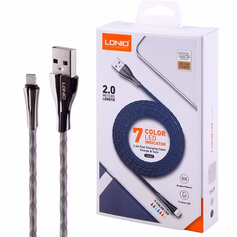 کابل آیفونی فست شارژ Ldnio LS462 2.4A 2m
