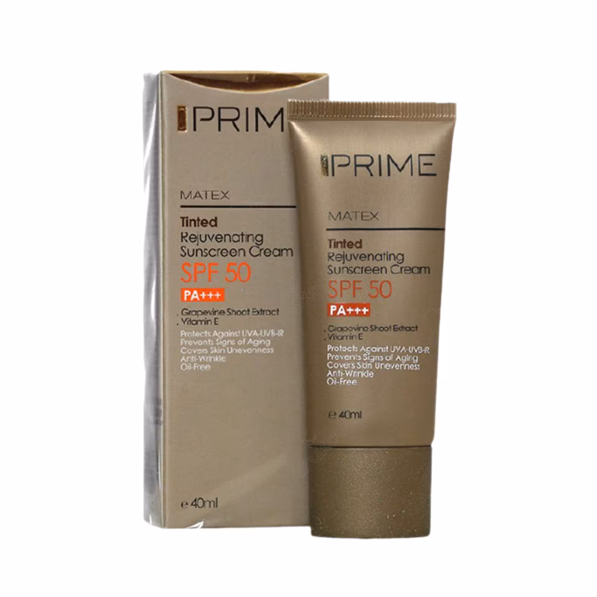 کرم ضدآفتاب جوان کننده spf 50(رنگی) پرایم حجم 40 میلی لیتر