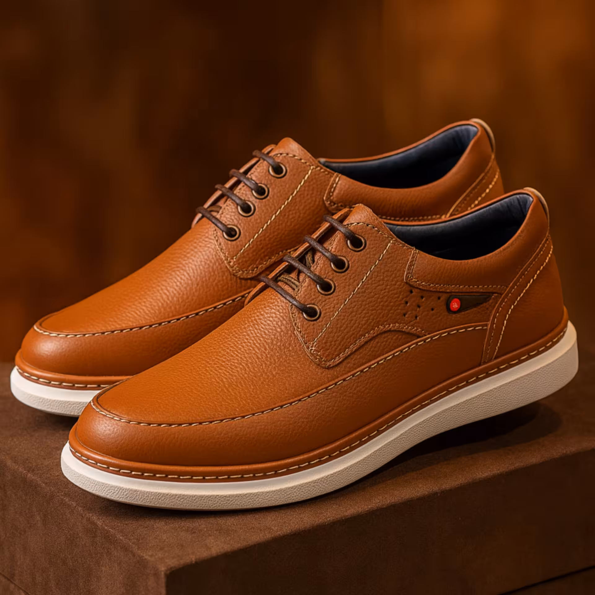 کفش چرم مردانه طبی کد TB051TN رنگ عسلی